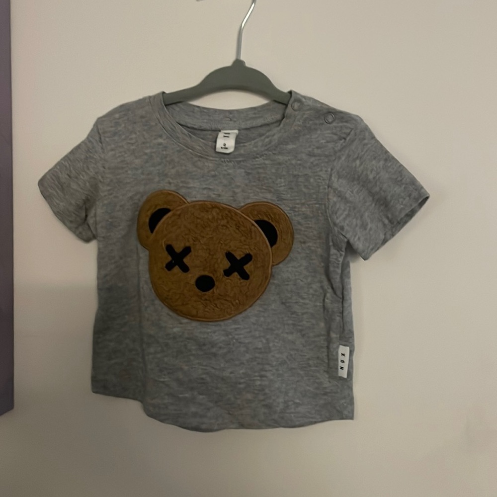 HUX 6-12 month Grey T-Shirt with Teddy Bear.